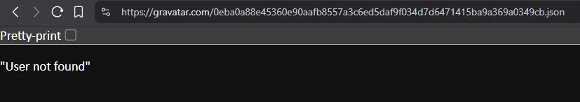 Gravatar SHA-256 lookup returning 404 User not found for the target email